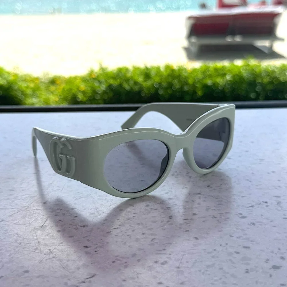 Gucci GG1544S 003 Green Grey Oval Sunglasses Women - Picture 4 of 13